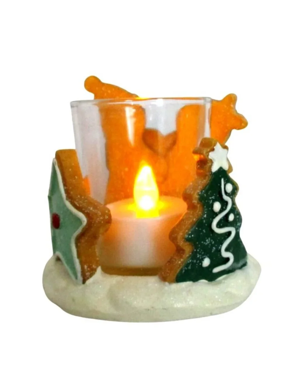 Yankee Candle Gingerbread Couple Tea Light Holder With Heart & Festive Accents